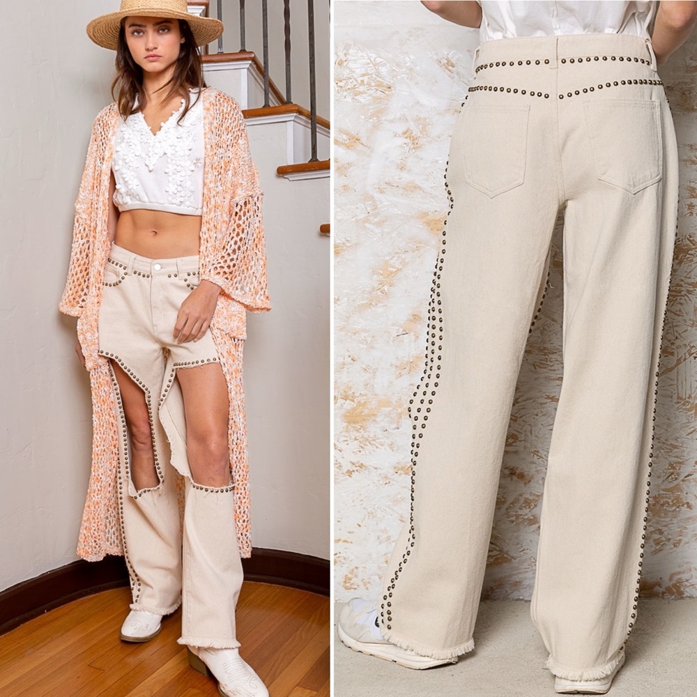 #86 POL FIRM 🌸CLOSEOUT PRICE 🌸New! Pol Beautiful Studded open Pants